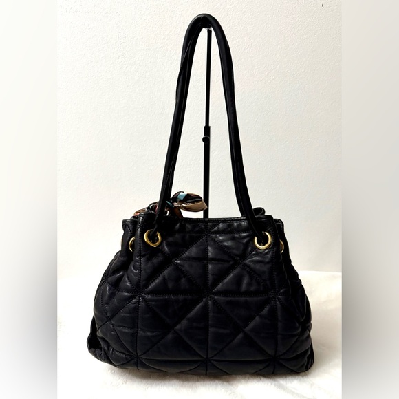 Furla Black Leather Quilted Shoulder Bag. EUC! - Picture 2 of 9